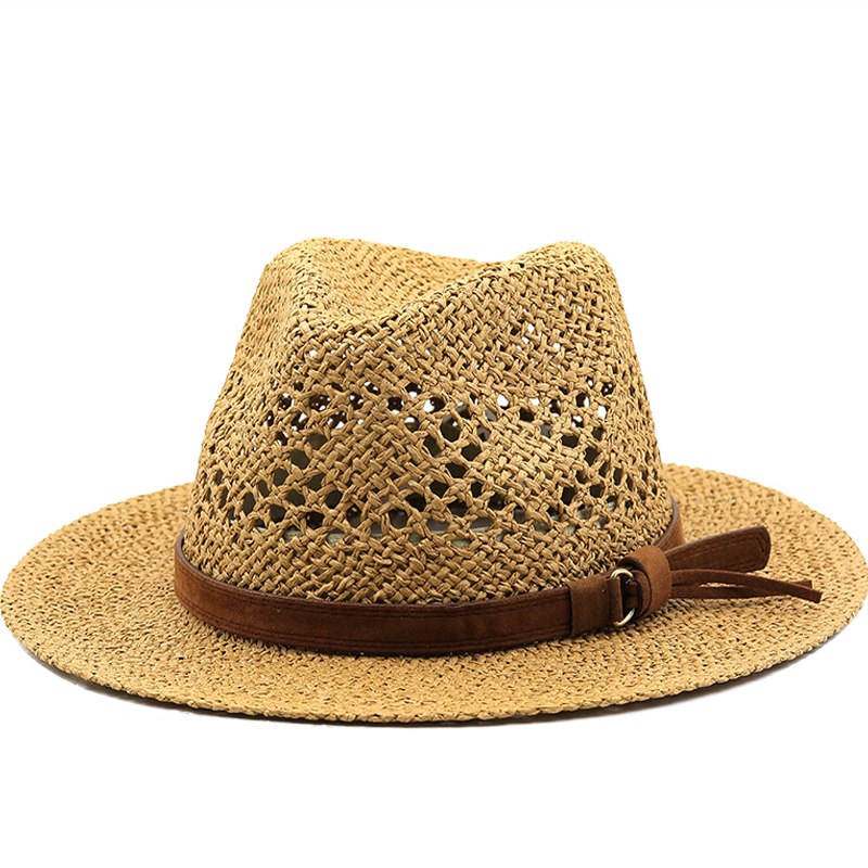 Cowboy Hat Straw - Hollow Men Raffia straw hat Straw