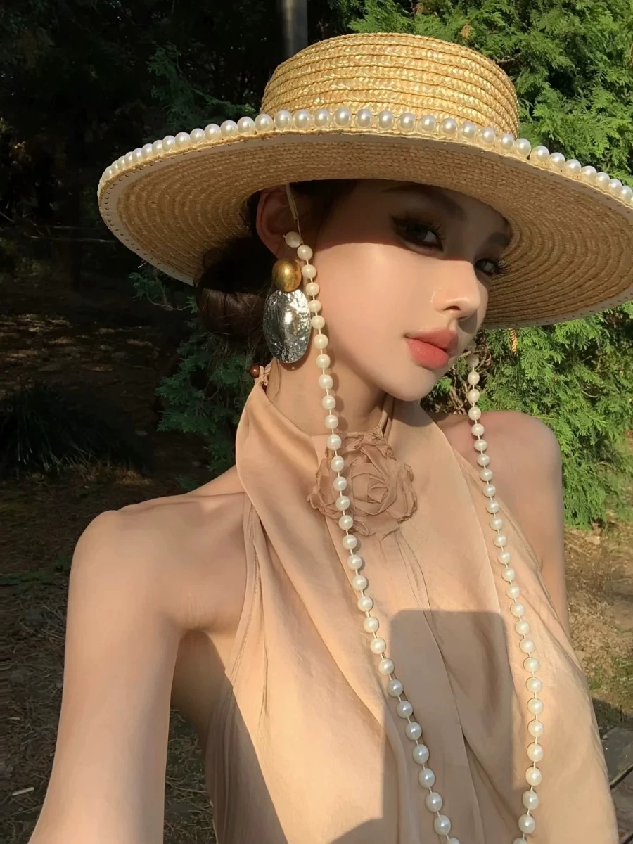 New Summer Fashion Pearl Chain - огляд і ціна Cowboy Hat Straw