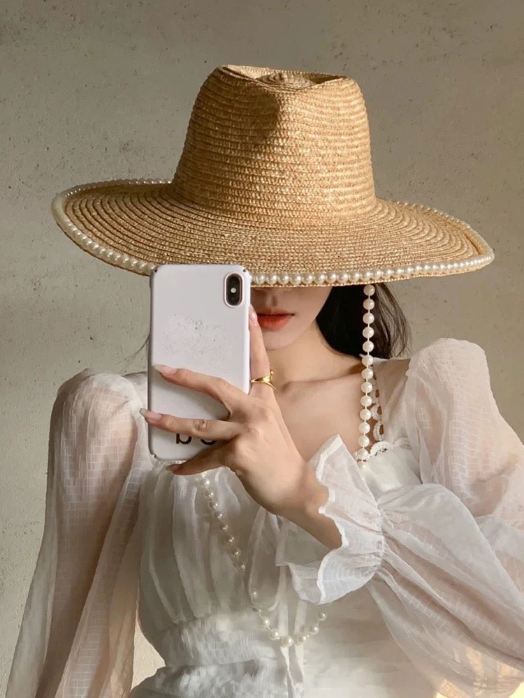 New Summer Fashion Pearl Chain - огляд і ціна Cowboy Hat Straw