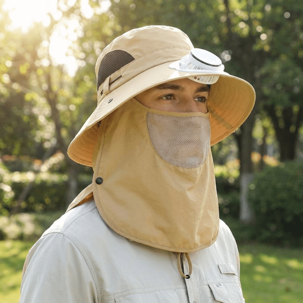 Portable Solar Rechargeable Fa - огляд і ціна Sun Hat Wide Brim