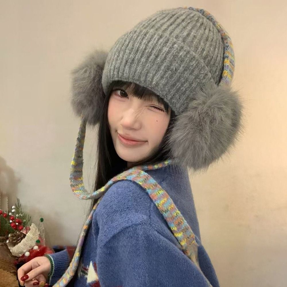 Retro Knit Ear Flap Beanie Cuf - огляд і ціна Beanie Cuffed Knit