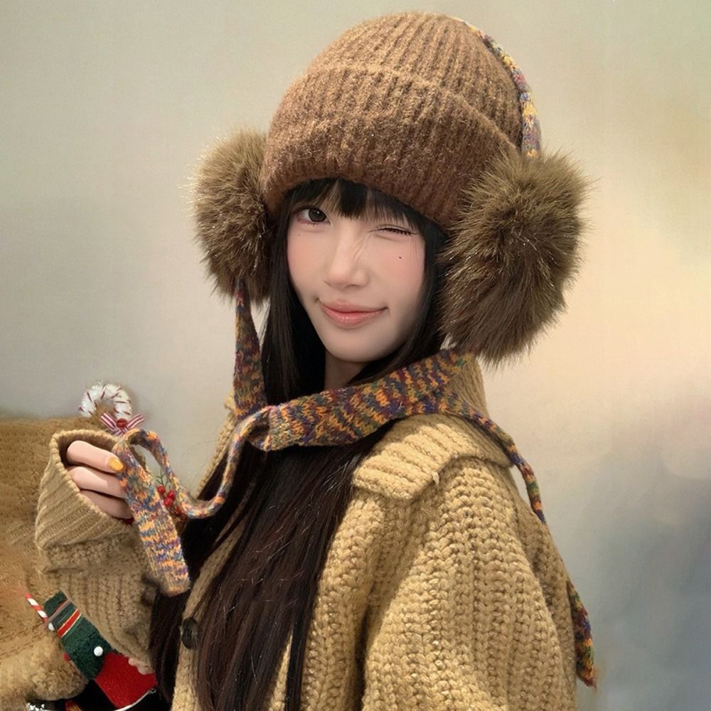 Retro Knit Ear Flap Beanie Cuf - огляд і ціна Beanie Cuffed Knit
