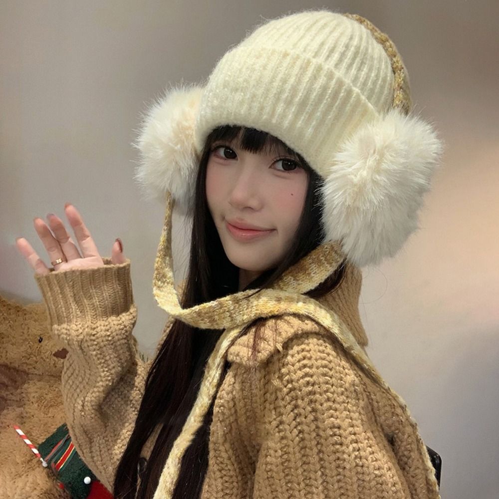 Retro Knit Ear Flap Beanie Cuf - огляд і ціна Beanie Cuffed Knit