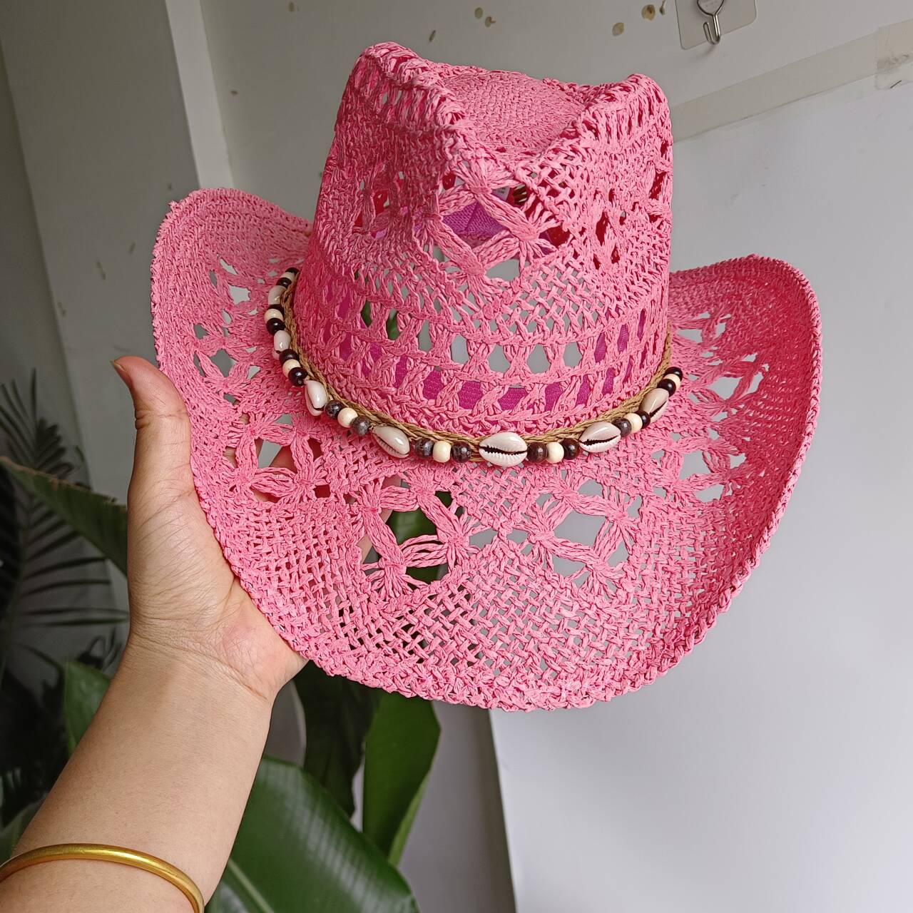 Pink Cowboy straw hat  hollow  - огляд і ціна Cowboy Hat Straw